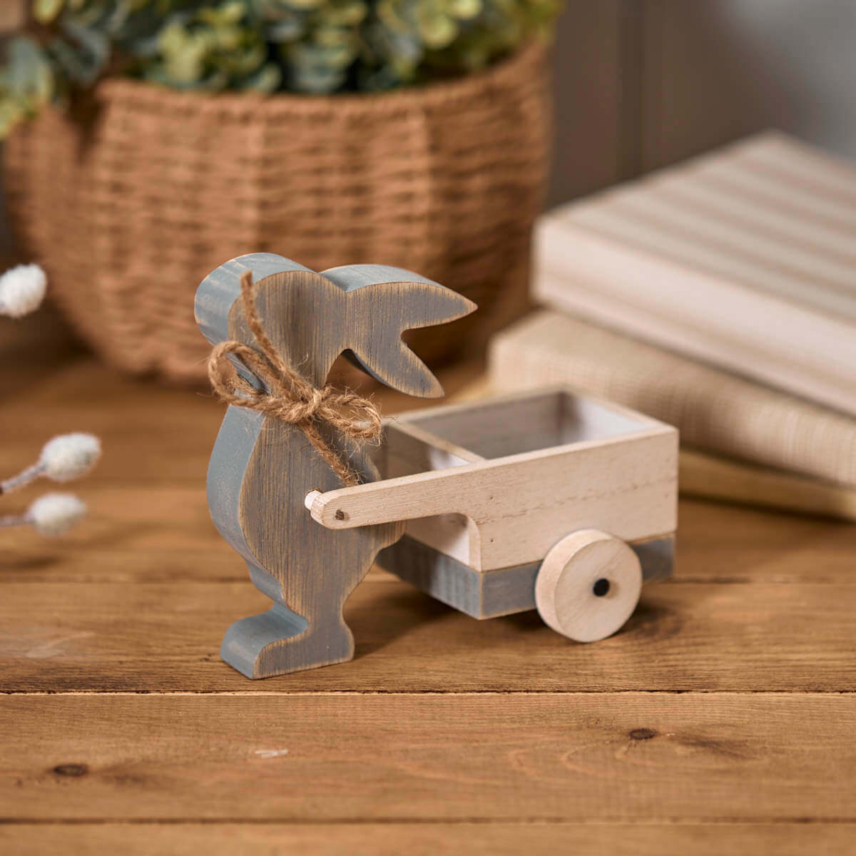 Wooden Bunny & Cart Ornament