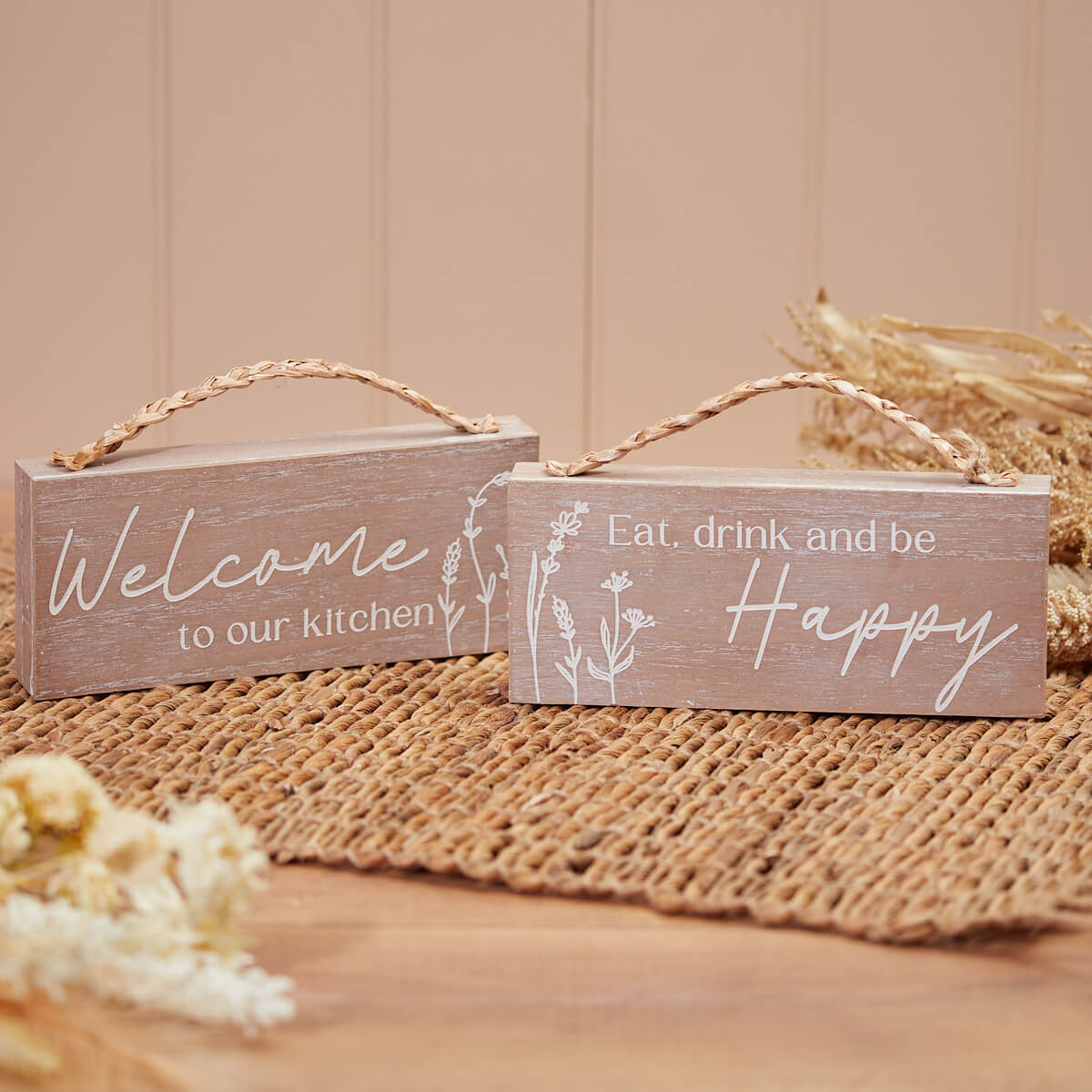 Rustic Home Sign with Seagrass Handle