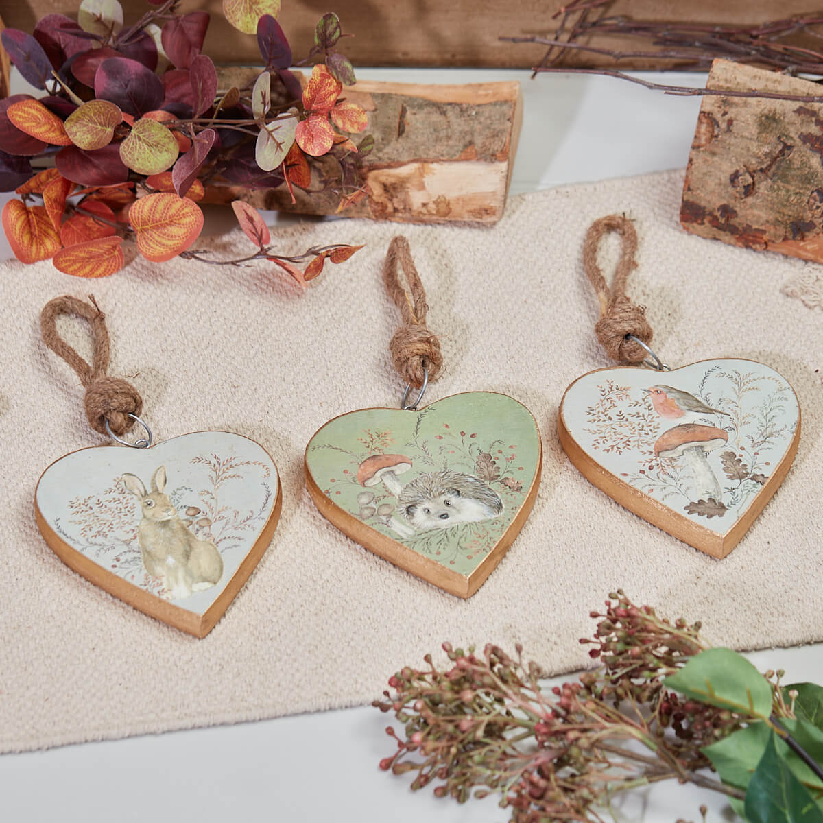 Woodland Hedgehog Mango Wood Heart Hanger
