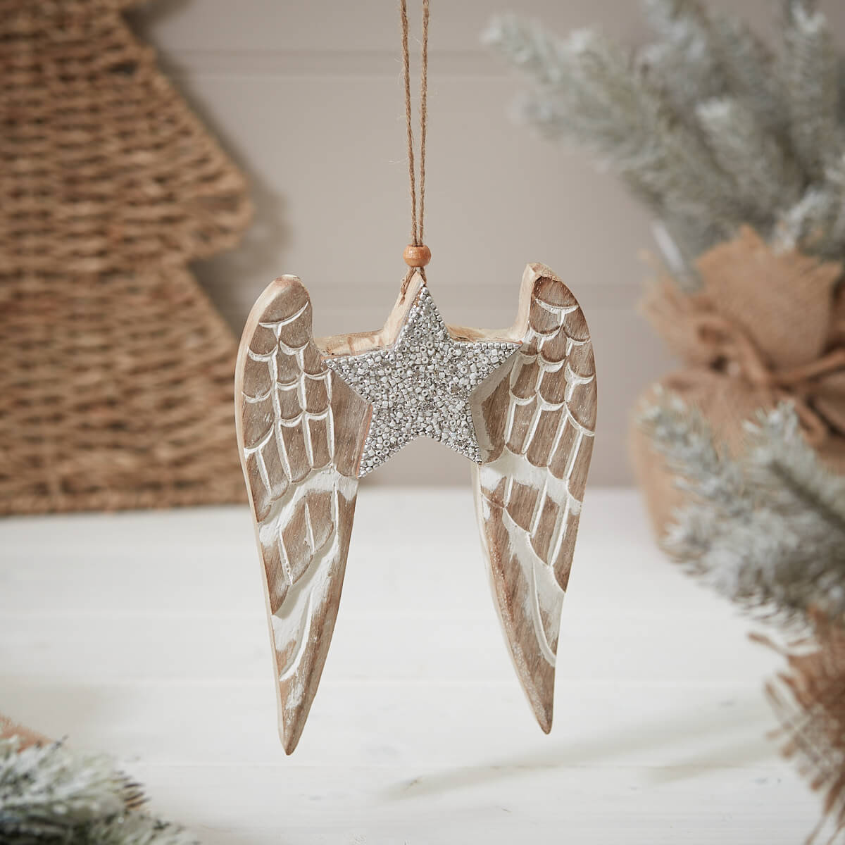 Angel Wings Hanger with Silver Beaded Star