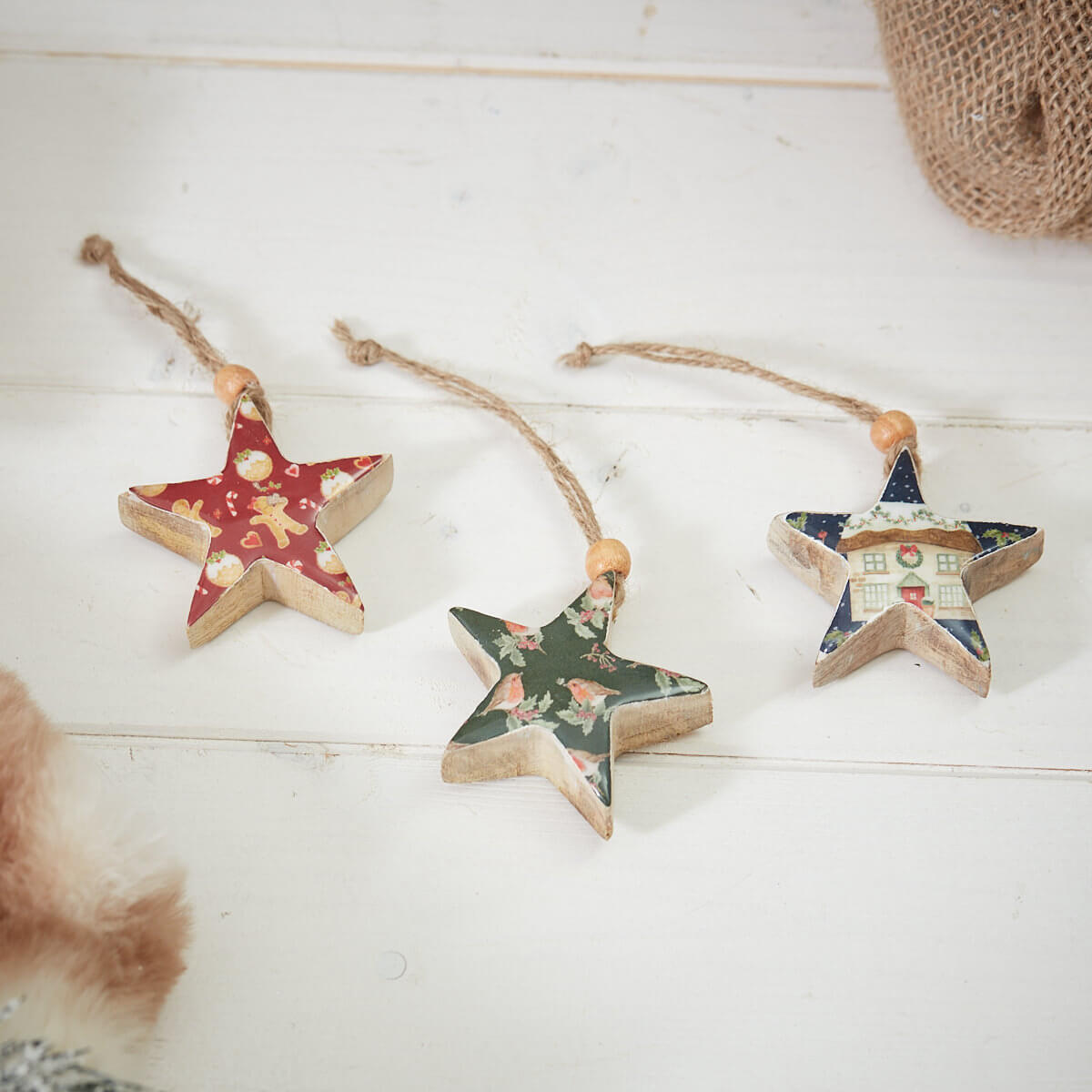 Mango Wood & Enamel Star Hanger