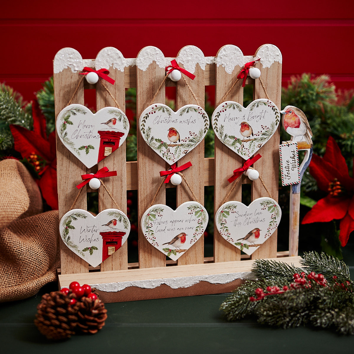 Christmas Robin Heart Hanger