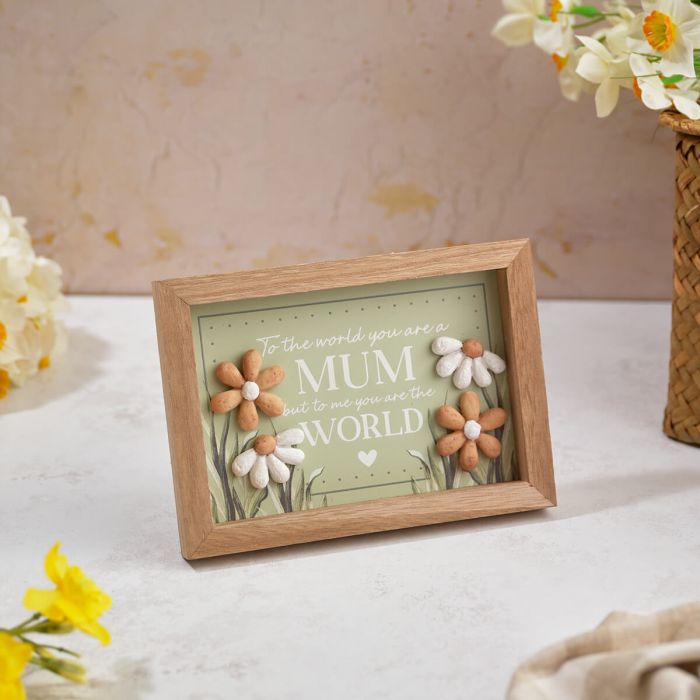 Floral Serenade Mum Pebble Framed Easel Plaque