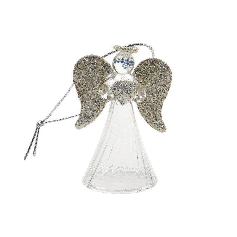 Hanging Glass Angel Glitter Wings