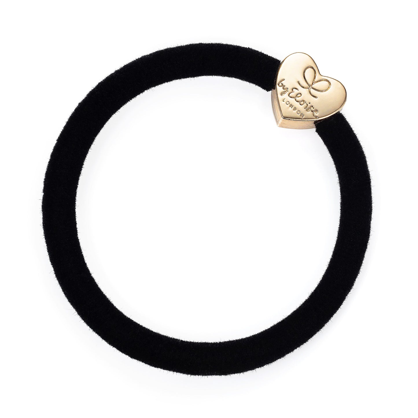 By Eloise Bangle Band Velvet Black with Gold Heart