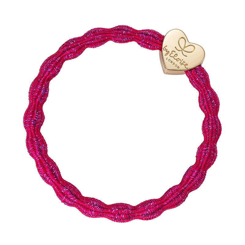 By Eloise Bangle Band Metallic Fuchsia with Gold Heart