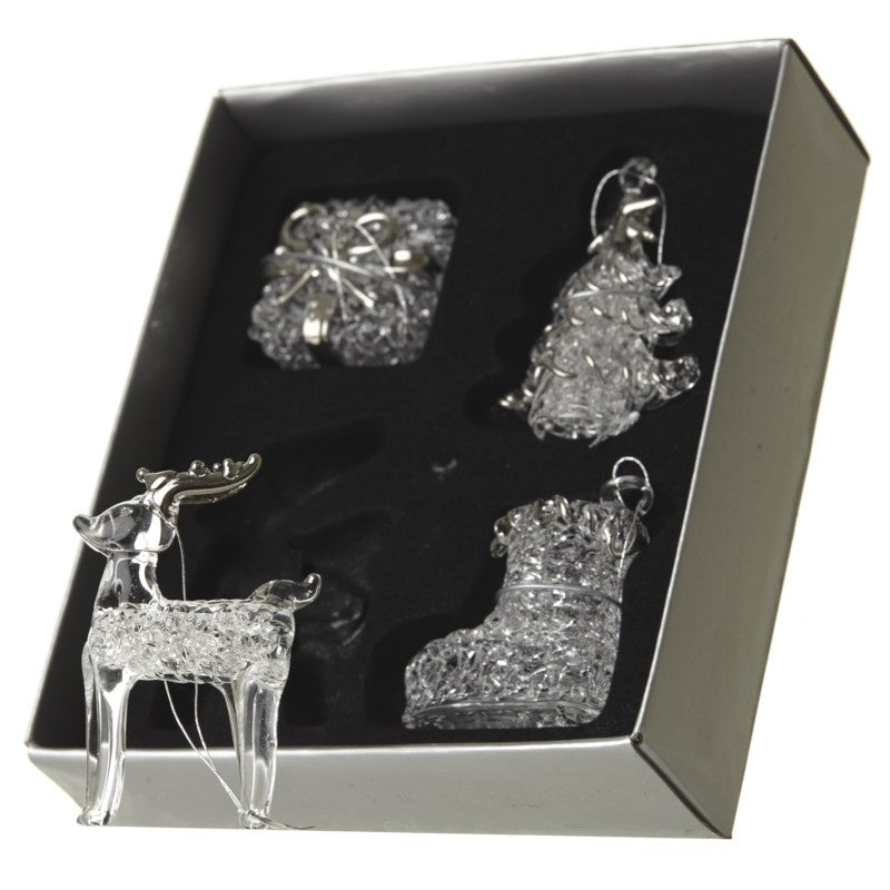 Set of 4 Hanging Glass Decorations