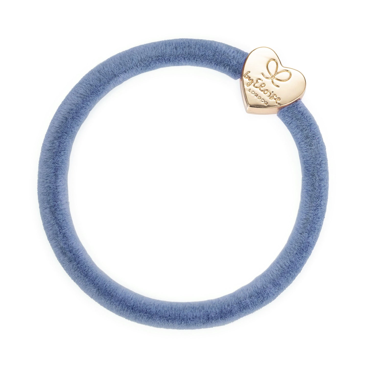 By Eloise Bangle Band Velvet Dove Blue with Gold Heart