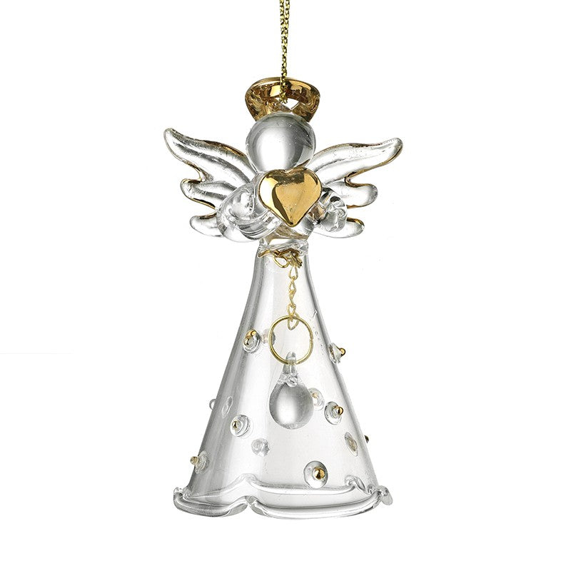 Floaty Polka Dot Glass Angel with Heart