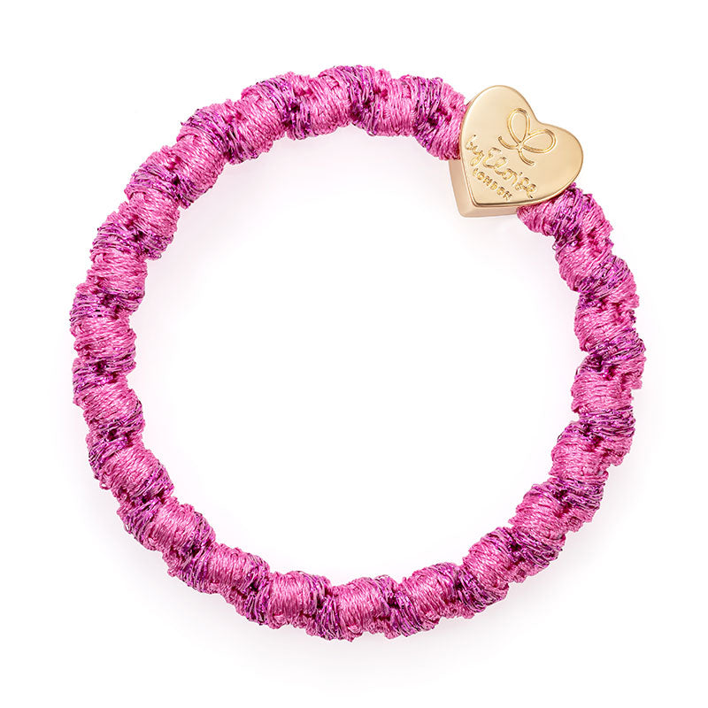 By Eloise Bangle Band Woven Gold Heart Bubblegum Pink