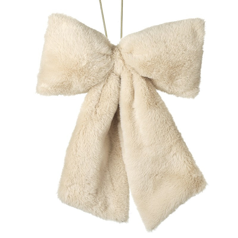 Cream Fur Bow
