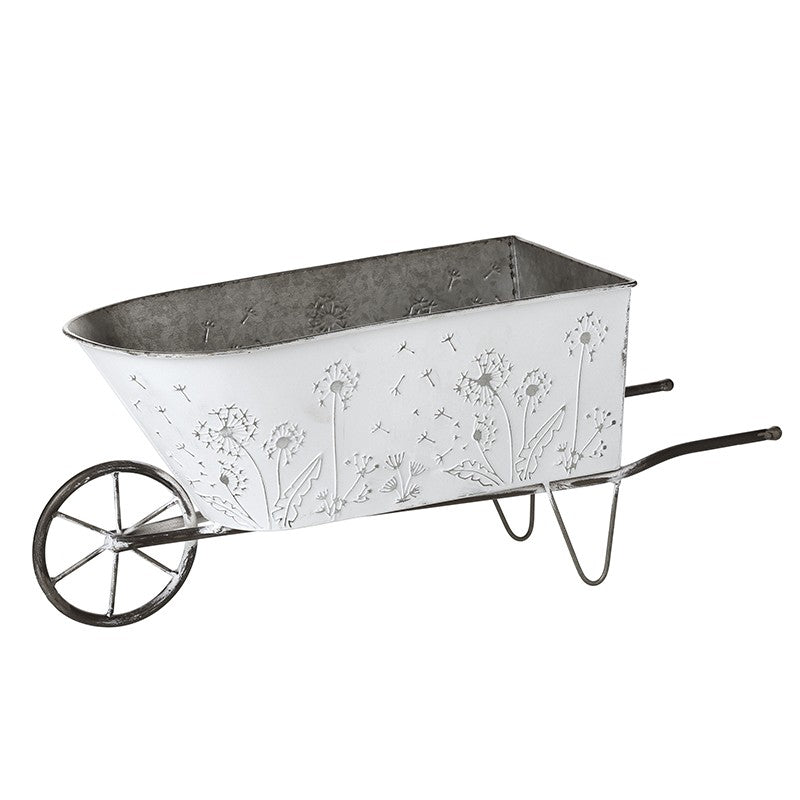 White Metal Decorative Wheelbarrow