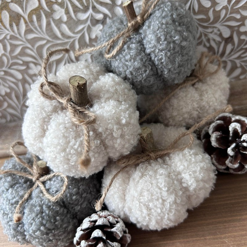 White & Grey Seasonal Pumpkin