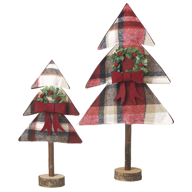 Set of 2 Tartan Standing Christmas Trees