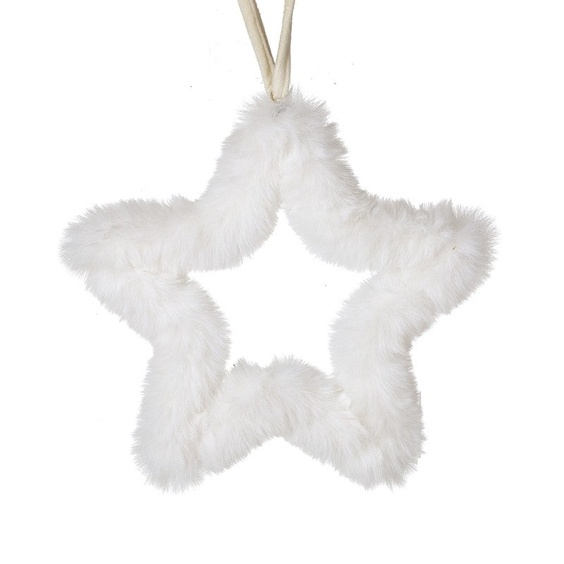 Fluffy Hanging White Star Small