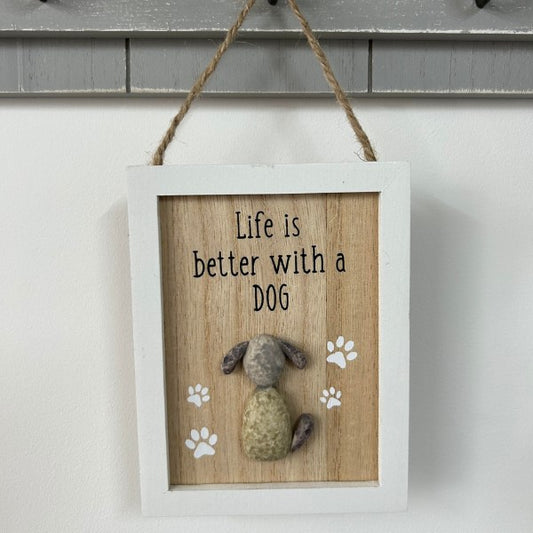 Dog Pebble Hanging Sign