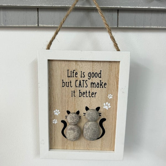 Cat Pebble Hanging Sign