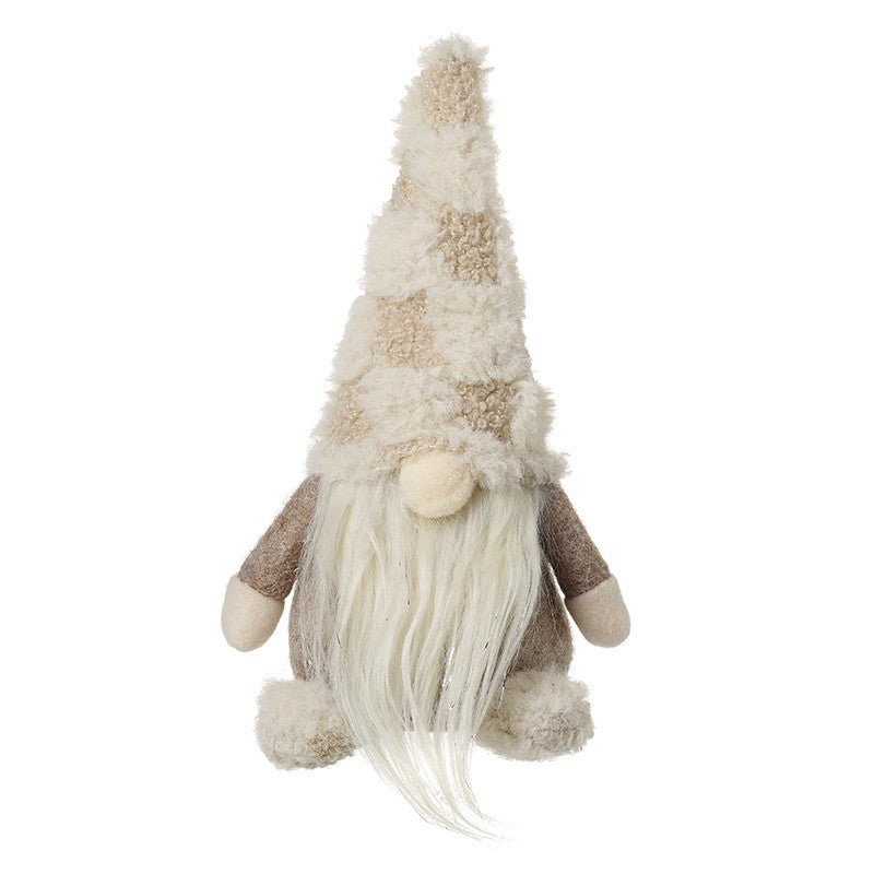 Brown Gonk In Check Fluffy Hat Small