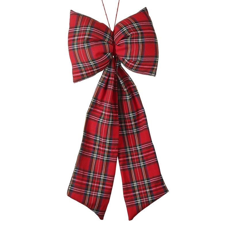 Long Red Tartan Bow