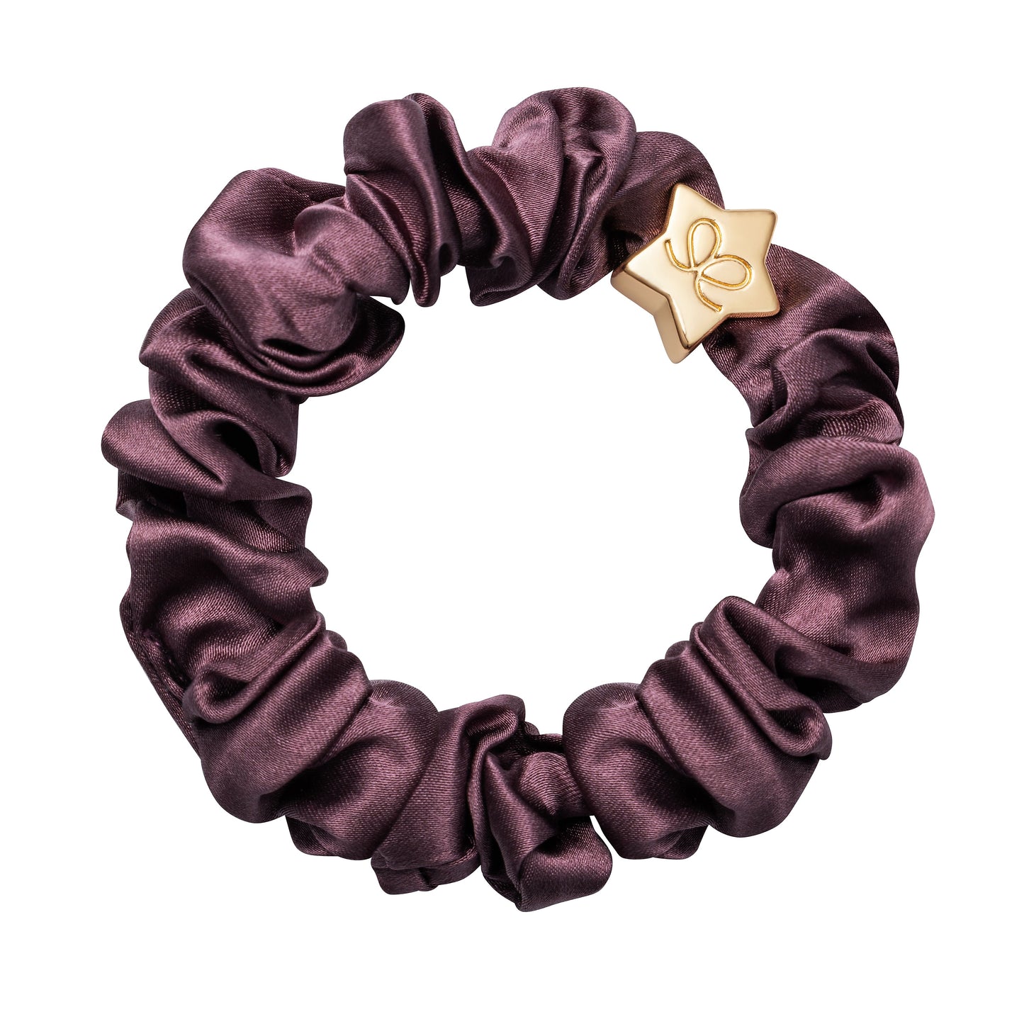 By Eloise Bangle Band Silk Scrunchie Mulberry with Gold Star
