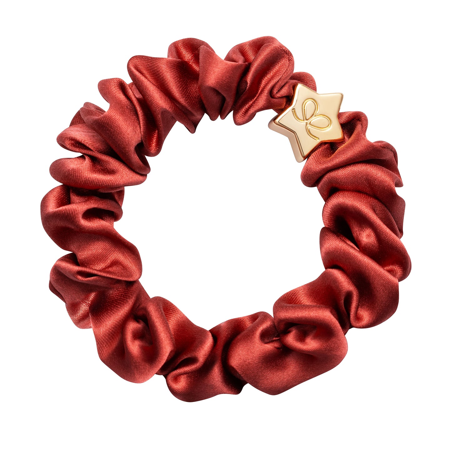 By Eloise Bangle Band Silk Scrunchie Persimmon with Gold Star