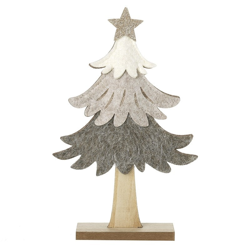 Brown & Cream Felt Tree Large