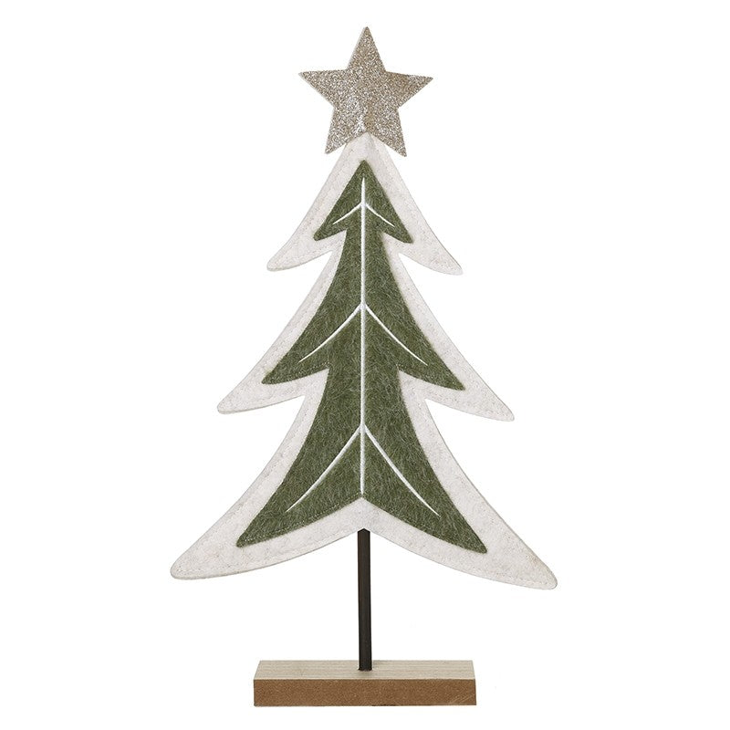 Green & White Felt Tree with Gold Star Large