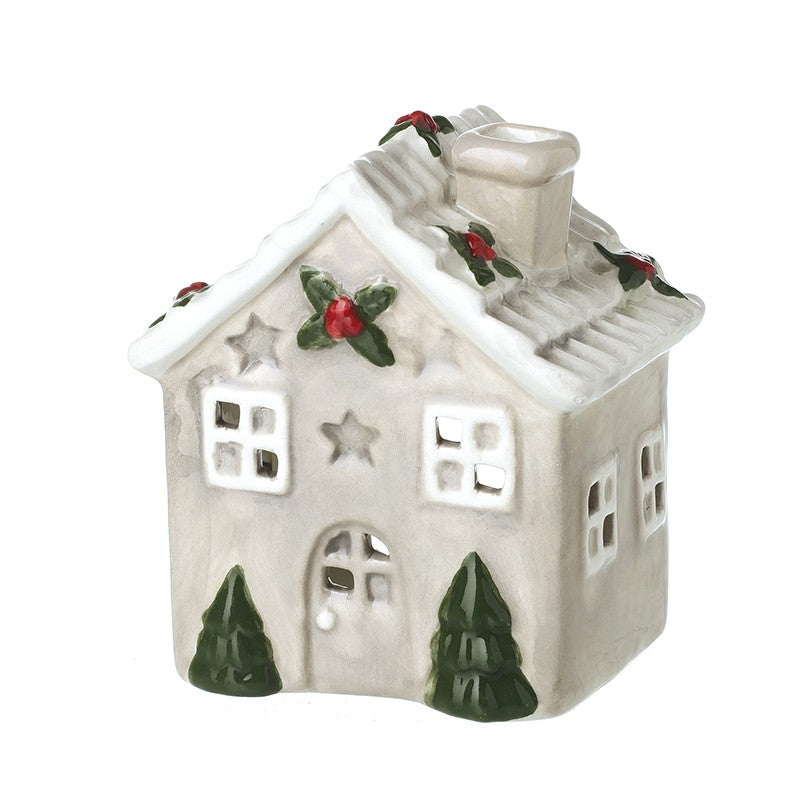 Cream Holly House T-Light Holder