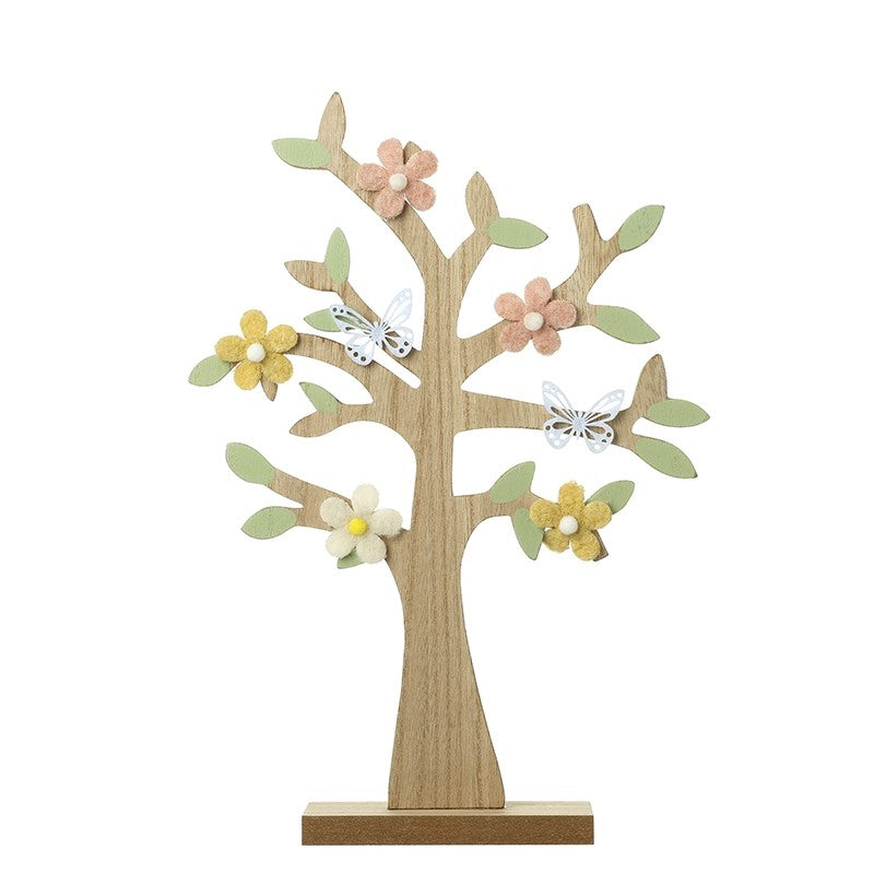 Felt Flowers Wooden Tree