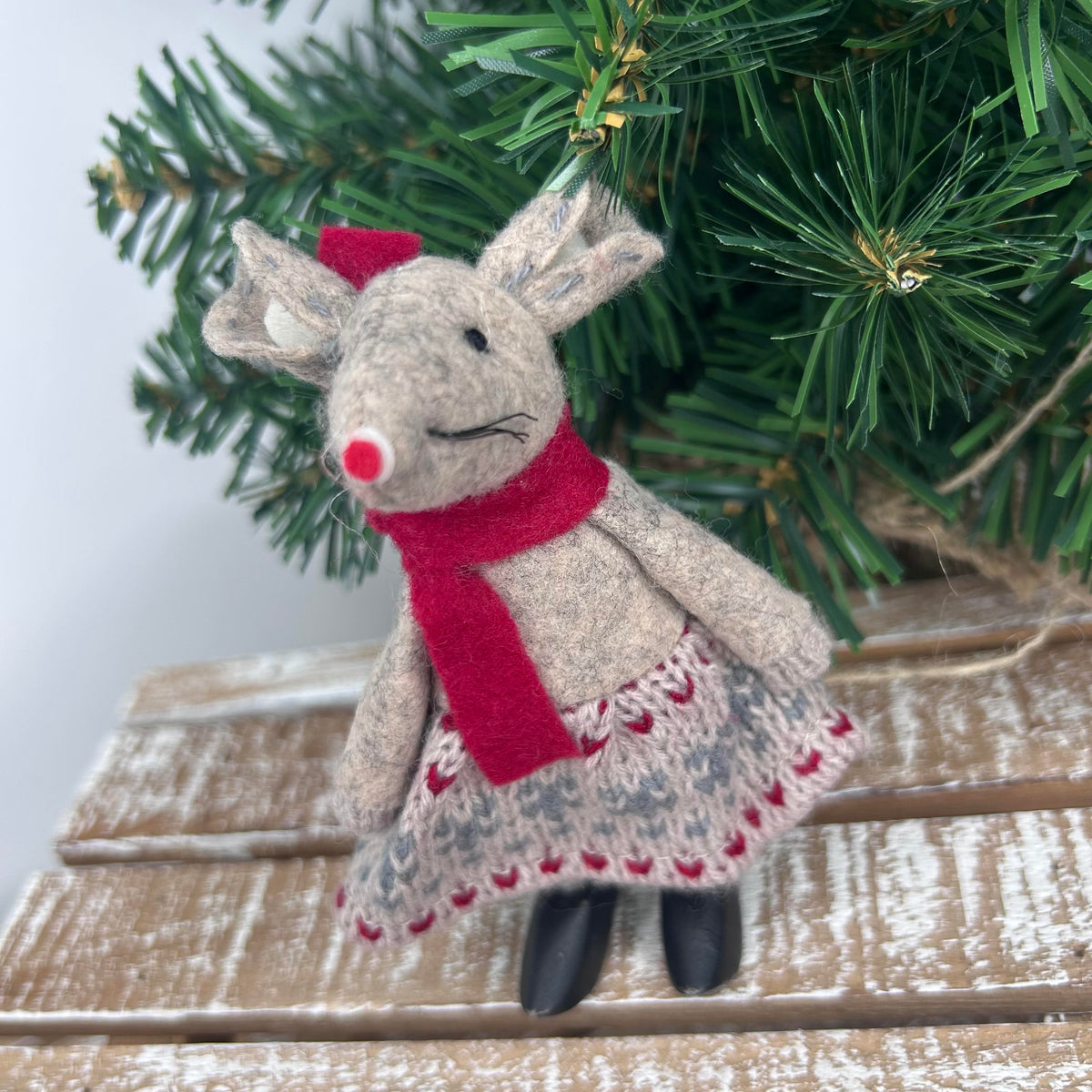 Fabric Mouse in Knitted Dress