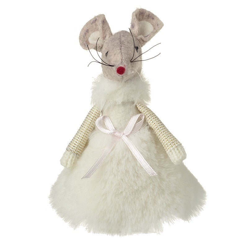 Mouse in Cream Fluffy Dress