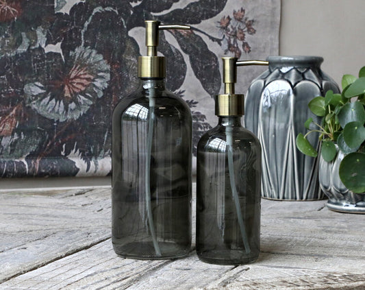 Charcoal Glass Bottle with Pump