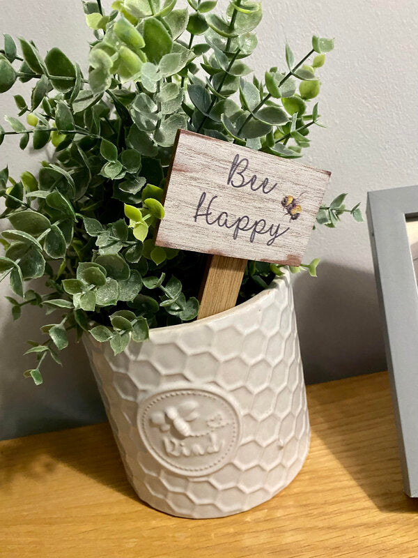 Bee Happy/Bee Kind Wooden Plant Stake