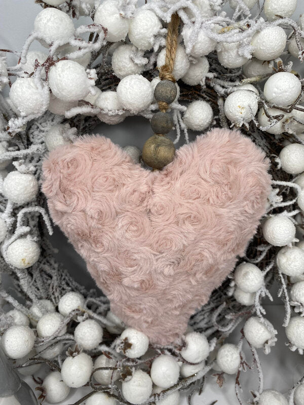 Pink Fluffy Heart & Star Decoration