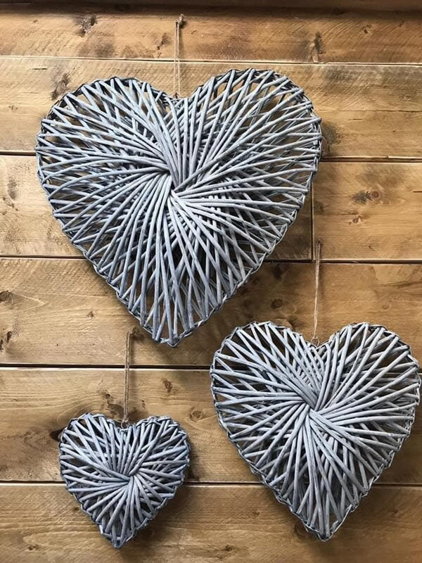 Rattan Grey Wash Hearts