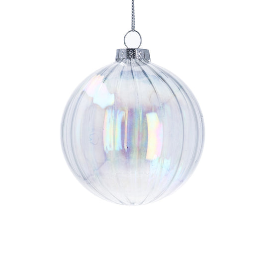 Clear Ribbed Soap Bubble Glass Ball Small