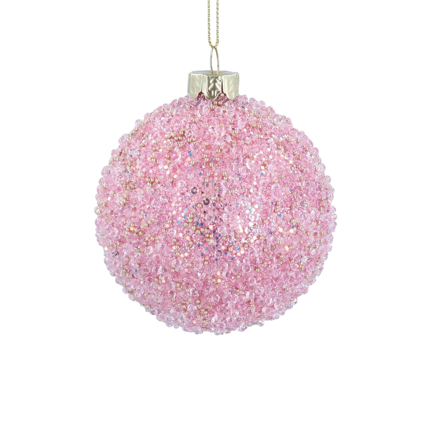 Crushed Pink Glass Bauble
