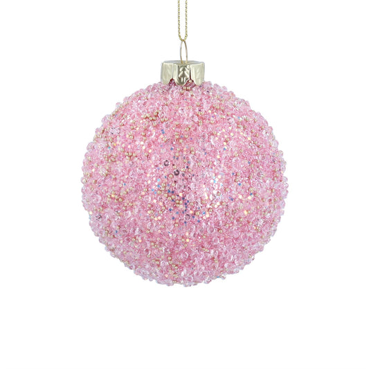 Crushed Pink Glass Bauble