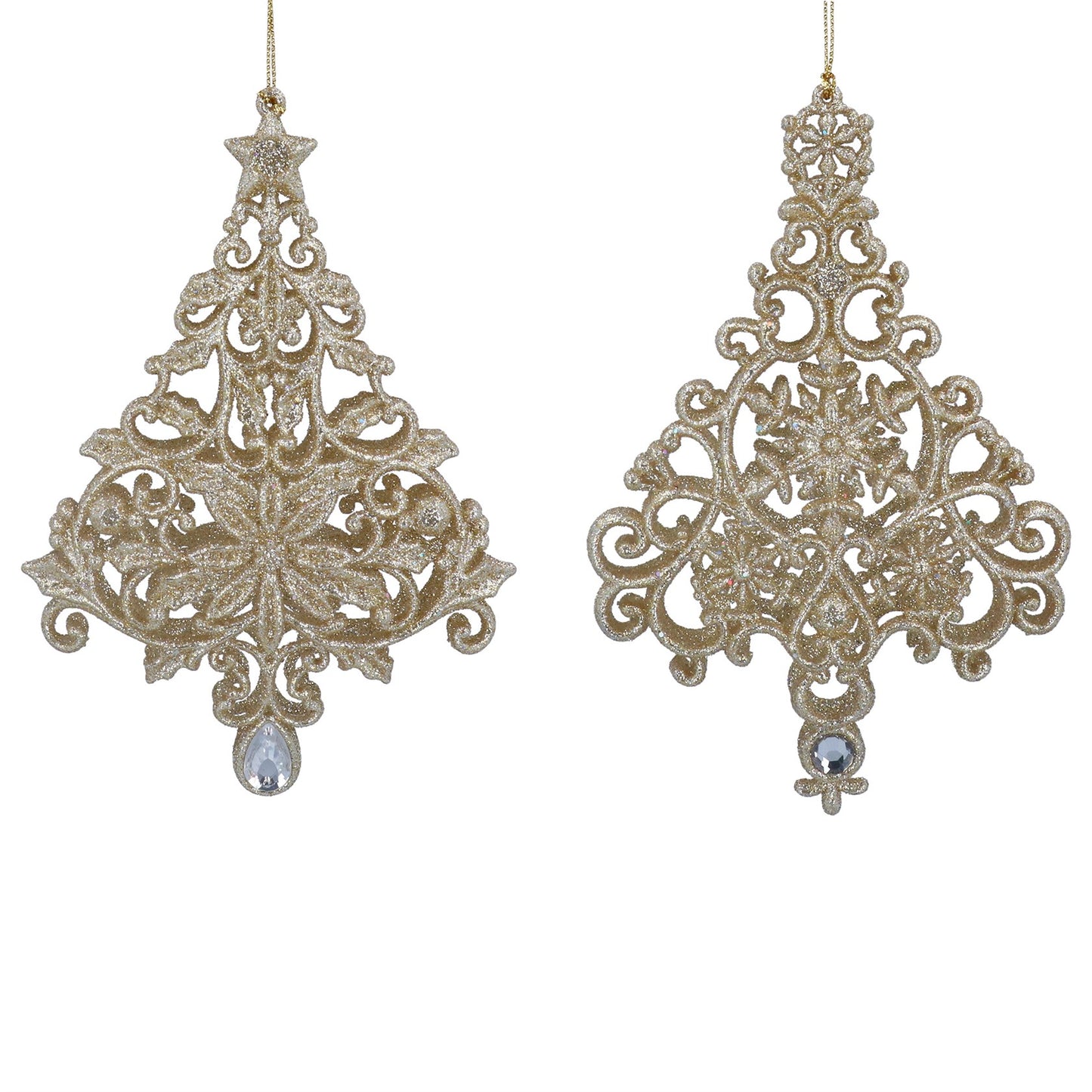 Gold Sparkling Acrylic Filigree Jewel Tree