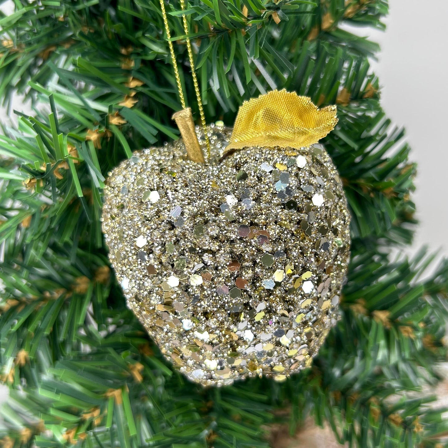 Gold Sequin Apple and Pear Decoration