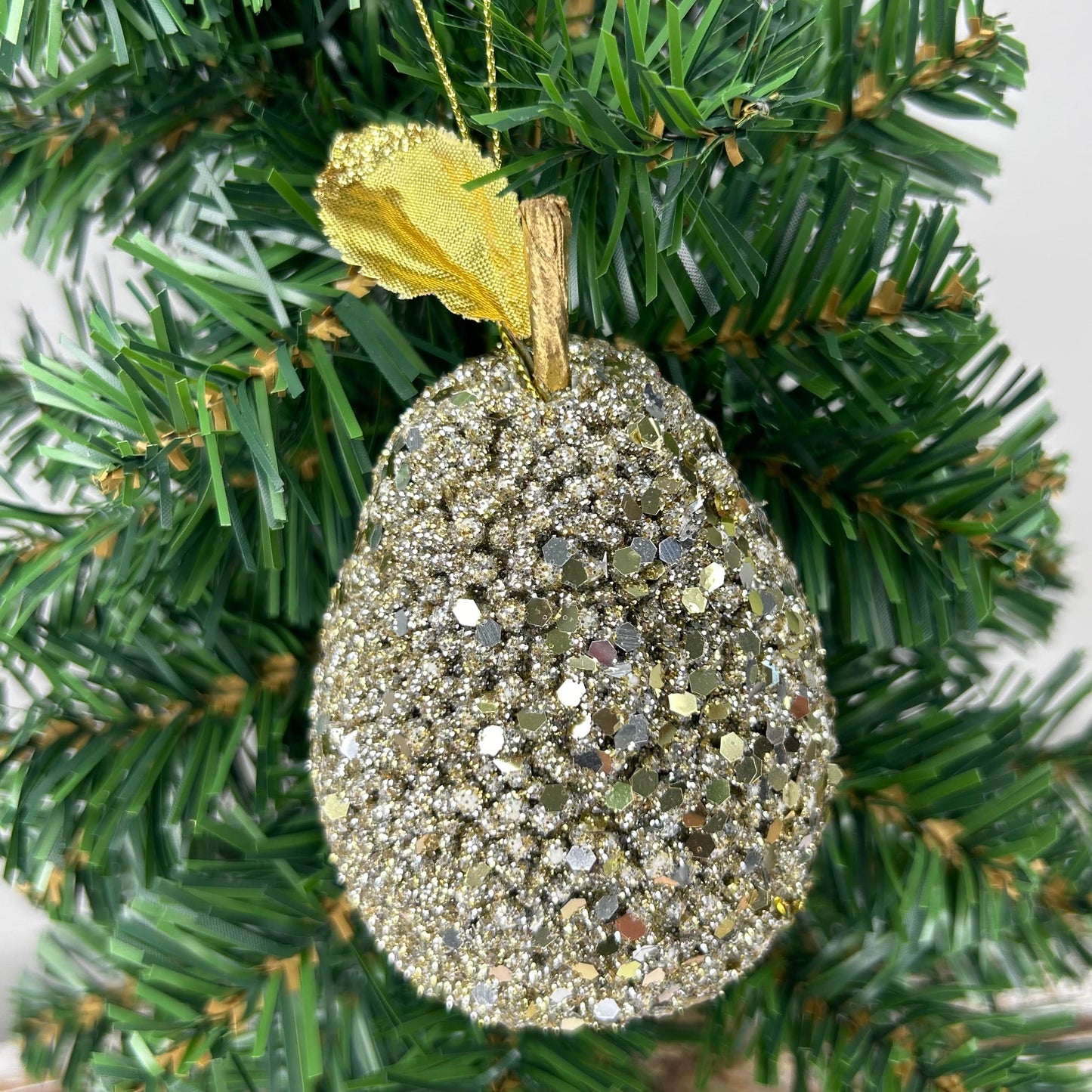 Gold Sequin Apple and Pear Decoration