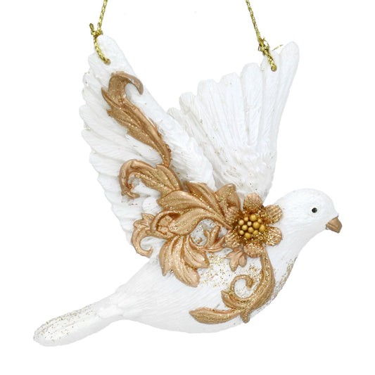 Cream & Gold Rococo Flying Dove Decoration