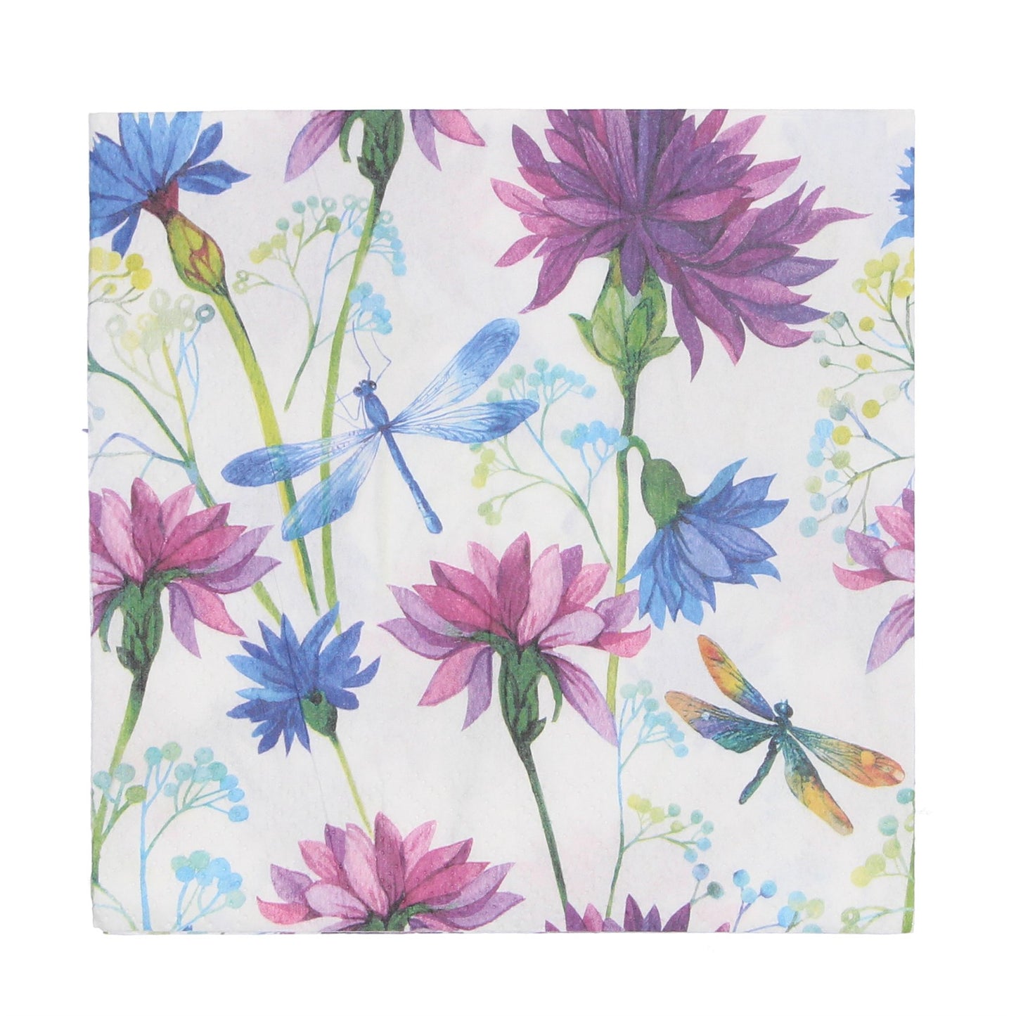 Cornflower & Dragonfly Paper Napkins - Pack of 20