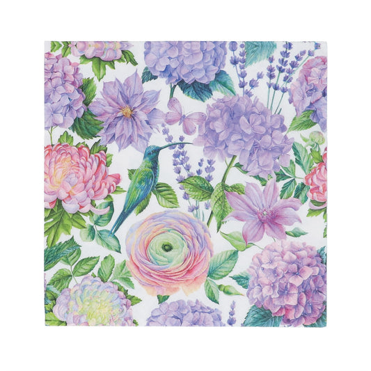 Lilac Flowers & Hummingbird Paper Napkins - Pack of 20