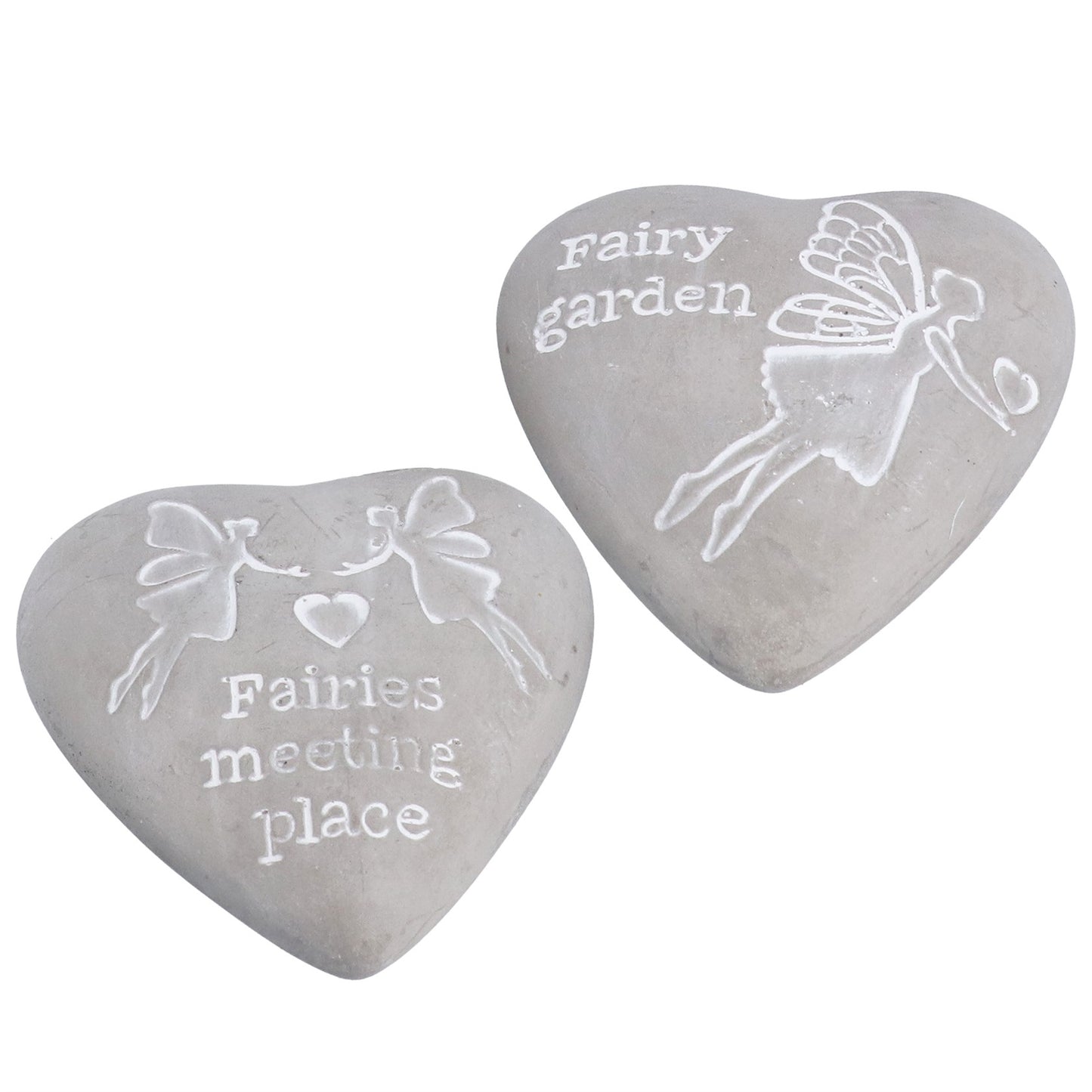 Stone Effect Engraved Fairy Heart Ornament
