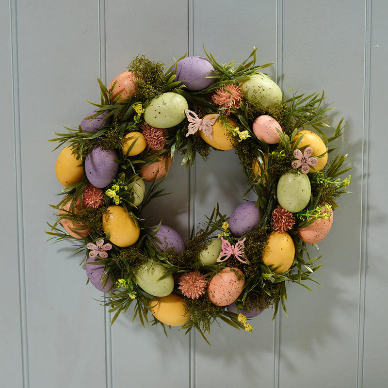 Bunny Hops Speckled Eggs Wreath