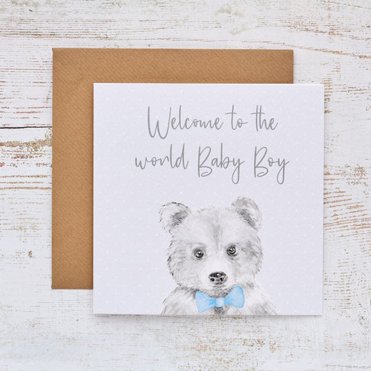 Baby Boy Teddy Welcome Card