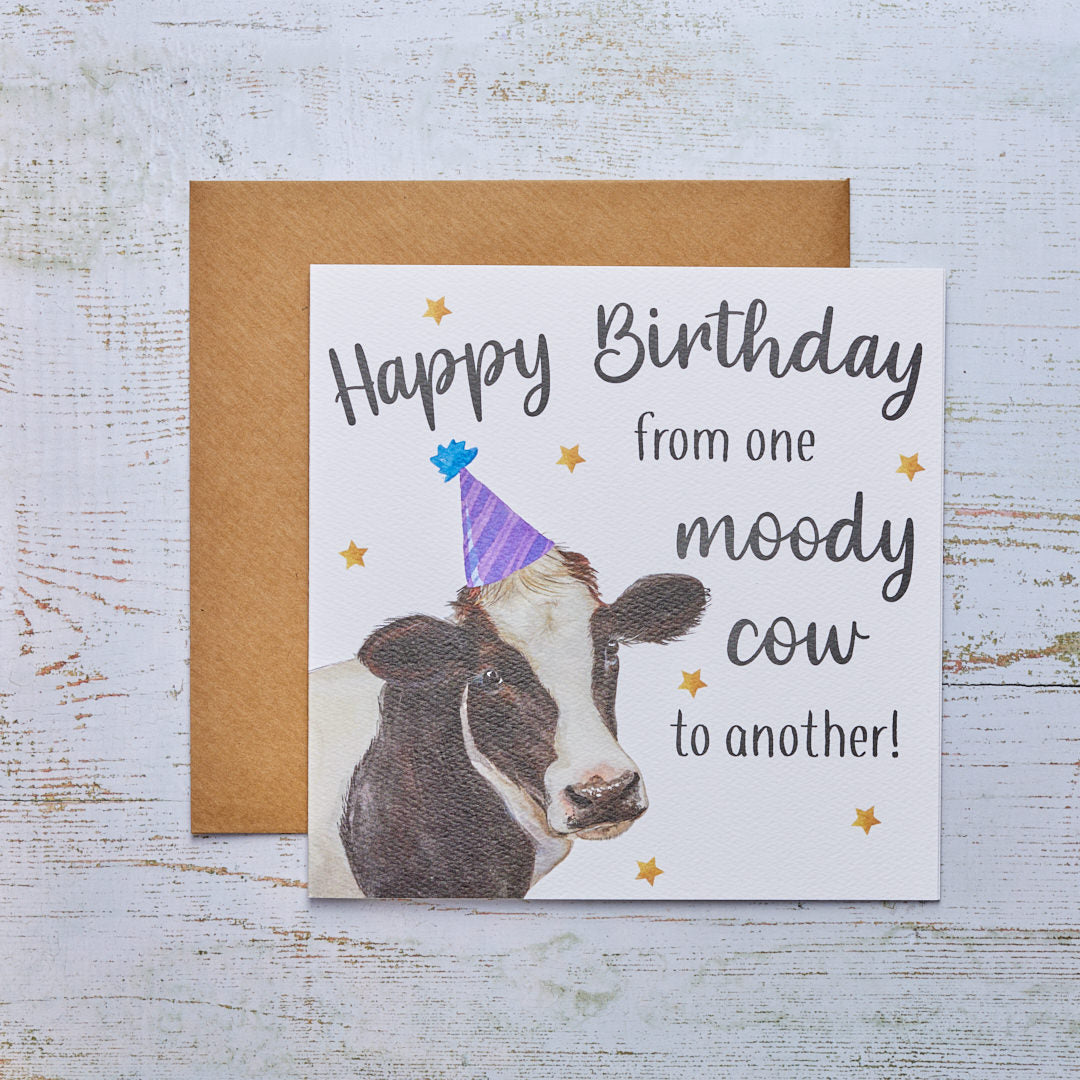 Moody Cow Birthday Card