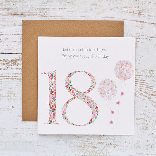Ditsy Floral 18th Birthday Card