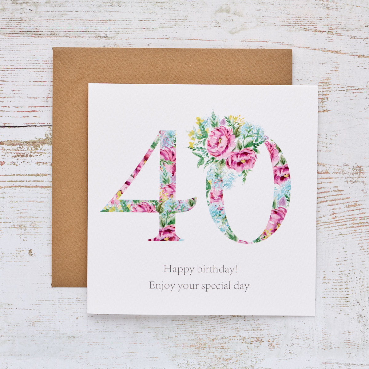 Floral 40th Birthday Card